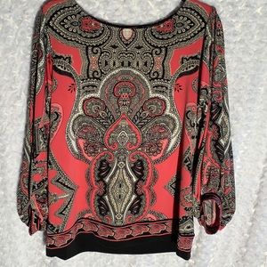 Vivid print long sleeve knit easy care knit